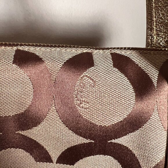 Coach Poppy Gold and Khaki Large Tote with Brilliant Blue Lining - Picture 9 of 15